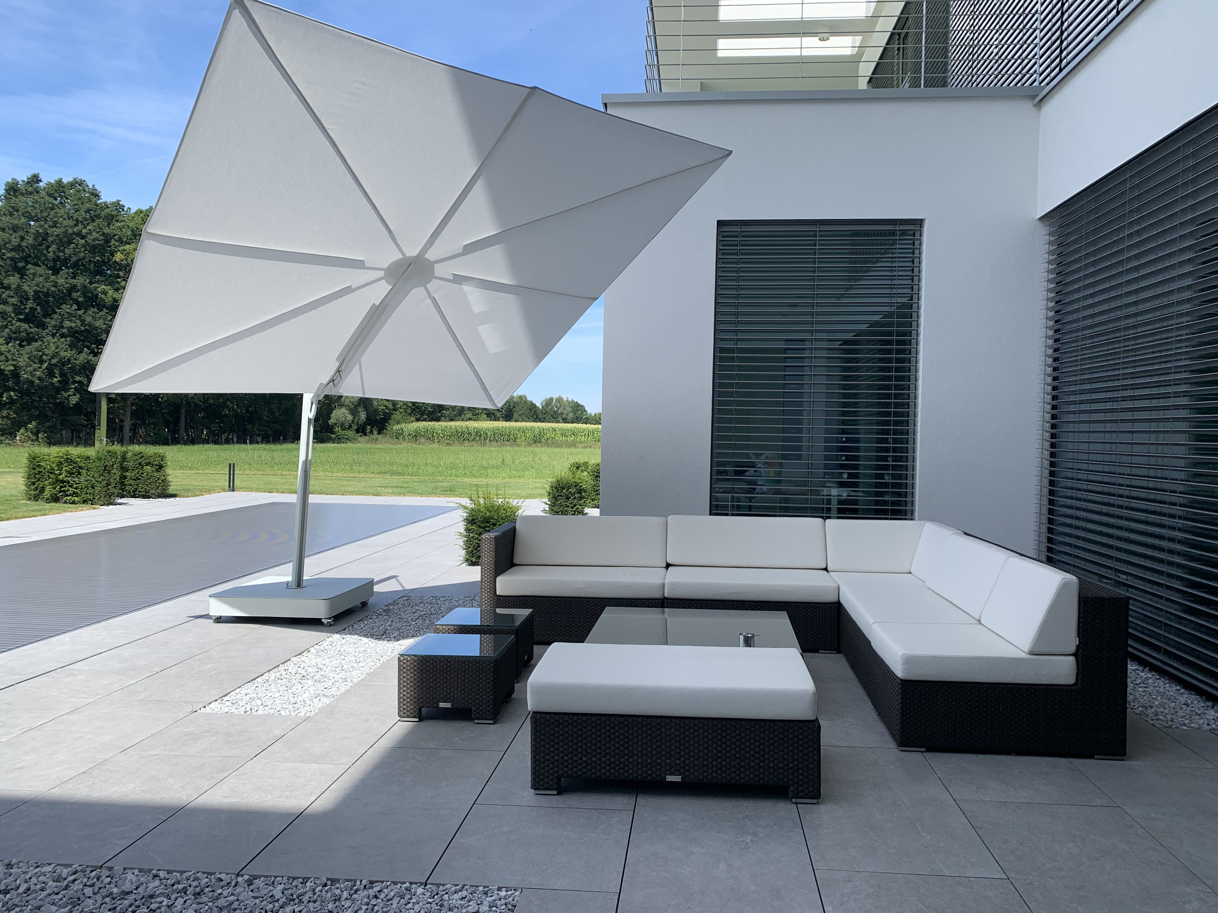 large retractable patio umbrellas Stepless Tilt Cantilever Umbrella Like to read in the great outdoors PURPLE LEAF 10 ft. Square